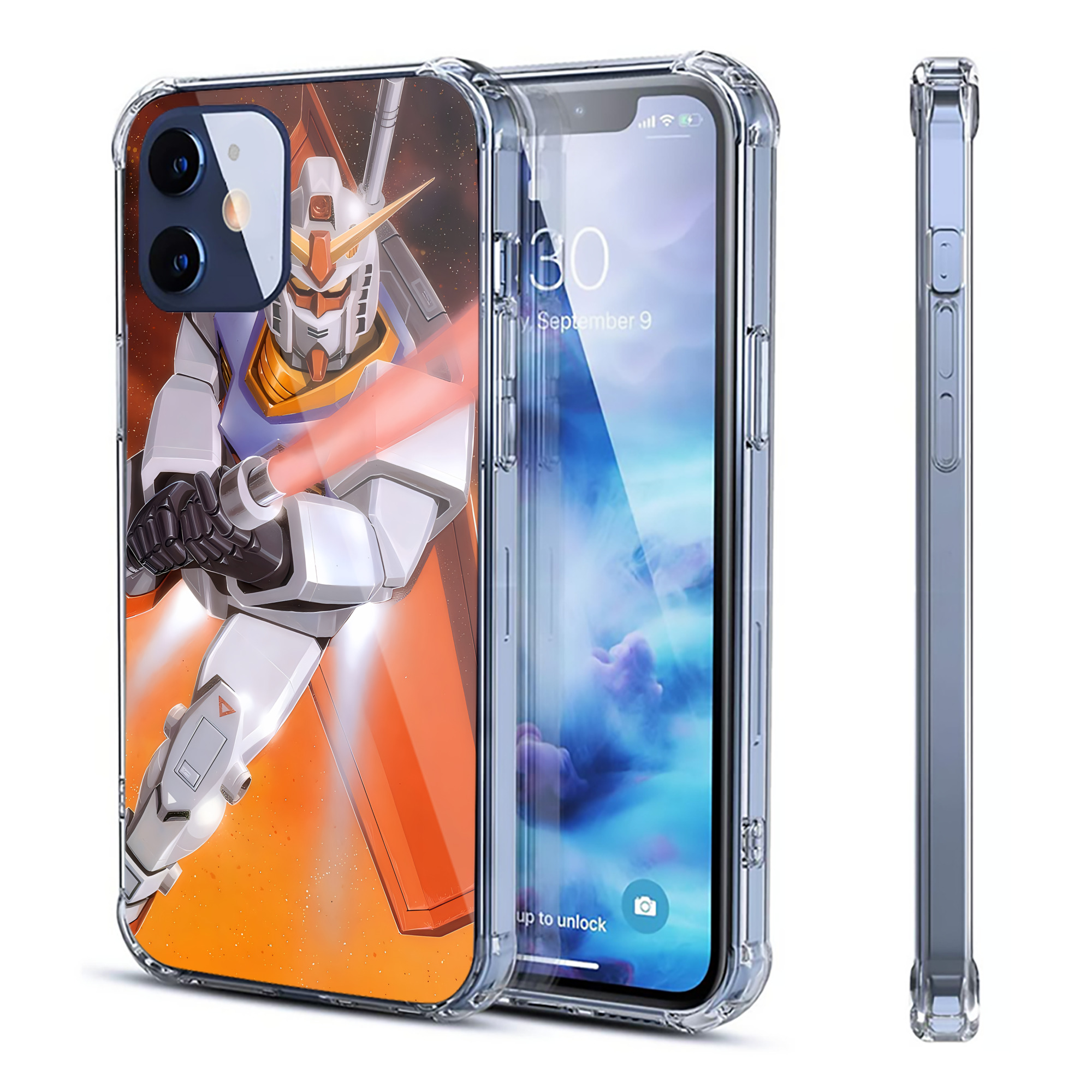 （画像用） 機動戦士ガンダム Mobile Suit Gundam 【iPhone 12シリーズ対応】透明スマホケース（クリアソフトケース）